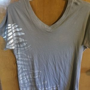 Womens Short Sleeve Batwing Zebra Accented Top